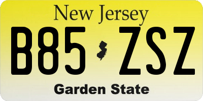 NJ license plate B85ZSZ