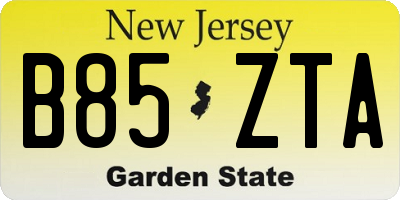 NJ license plate B85ZTA