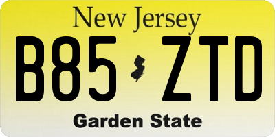 NJ license plate B85ZTD