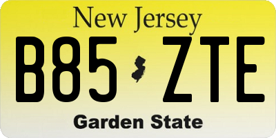 NJ license plate B85ZTE