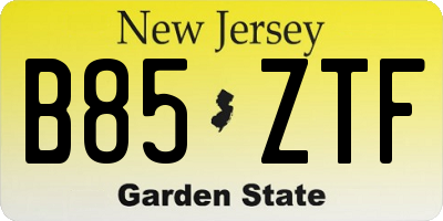 NJ license plate B85ZTF