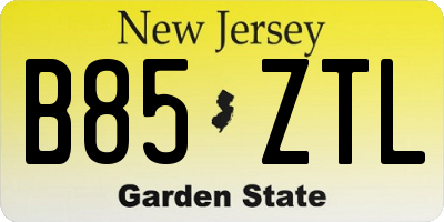 NJ license plate B85ZTL