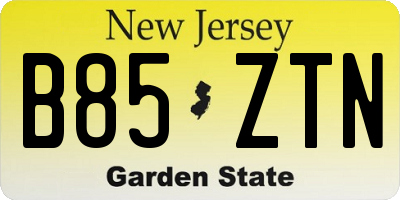 NJ license plate B85ZTN