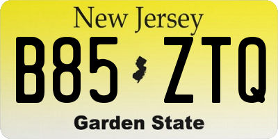 NJ license plate B85ZTQ