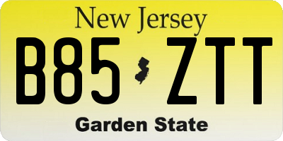 NJ license plate B85ZTT