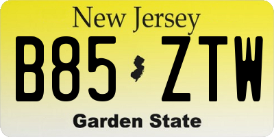 NJ license plate B85ZTW
