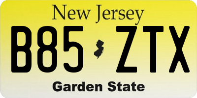NJ license plate B85ZTX
