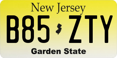 NJ license plate B85ZTY