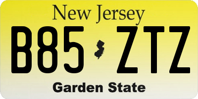 NJ license plate B85ZTZ