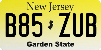 NJ license plate B85ZUB