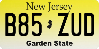 NJ license plate B85ZUD