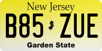 NJ license plate B85ZUE