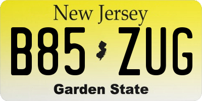 NJ license plate B85ZUG