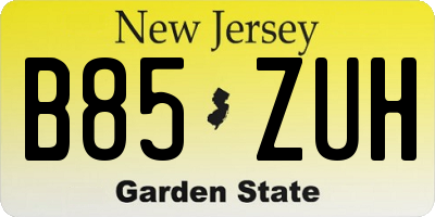 NJ license plate B85ZUH