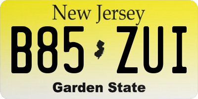 NJ license plate B85ZUI