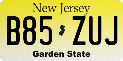 NJ license plate B85ZUJ