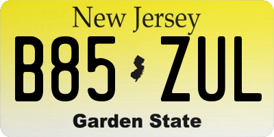 NJ license plate B85ZUL