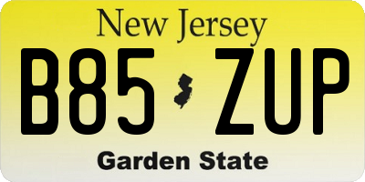 NJ license plate B85ZUP