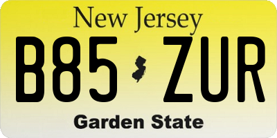 NJ license plate B85ZUR