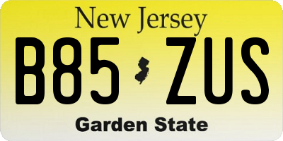 NJ license plate B85ZUS