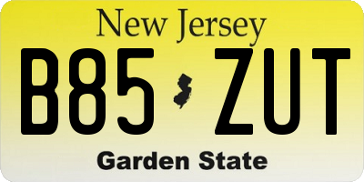 NJ license plate B85ZUT