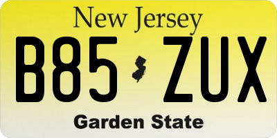 NJ license plate B85ZUX