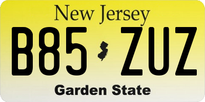 NJ license plate B85ZUZ