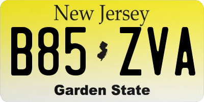 NJ license plate B85ZVA