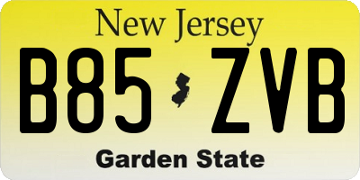 NJ license plate B85ZVB