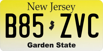 NJ license plate B85ZVC