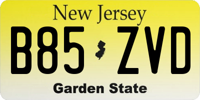 NJ license plate B85ZVD