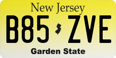 NJ license plate B85ZVE