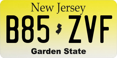 NJ license plate B85ZVF