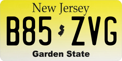NJ license plate B85ZVG