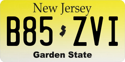 NJ license plate B85ZVI