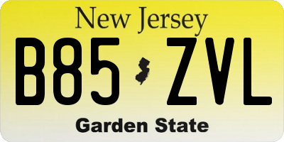 NJ license plate B85ZVL