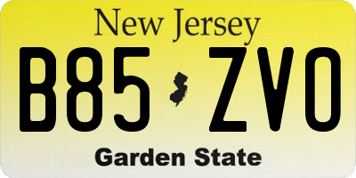 NJ license plate B85ZVO
