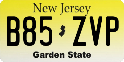 NJ license plate B85ZVP