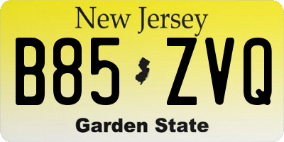 NJ license plate B85ZVQ