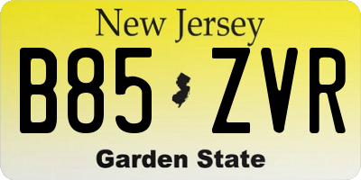 NJ license plate B85ZVR