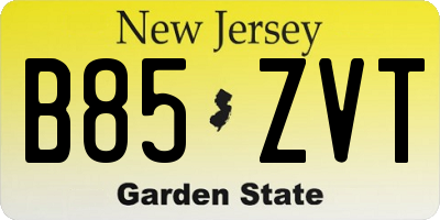 NJ license plate B85ZVT