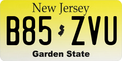 NJ license plate B85ZVU