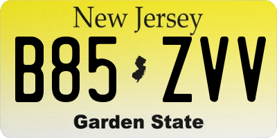 NJ license plate B85ZVV