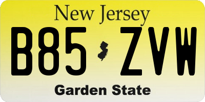 NJ license plate B85ZVW