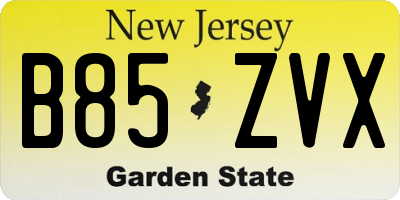 NJ license plate B85ZVX