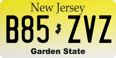 NJ license plate B85ZVZ