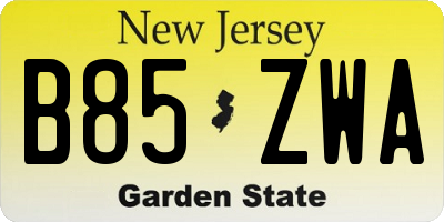 NJ license plate B85ZWA