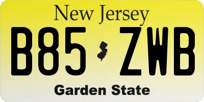 NJ license plate B85ZWB