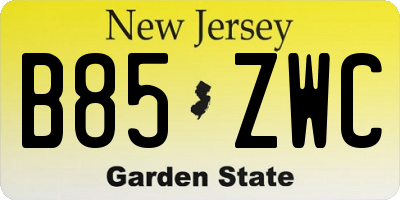 NJ license plate B85ZWC