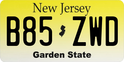NJ license plate B85ZWD